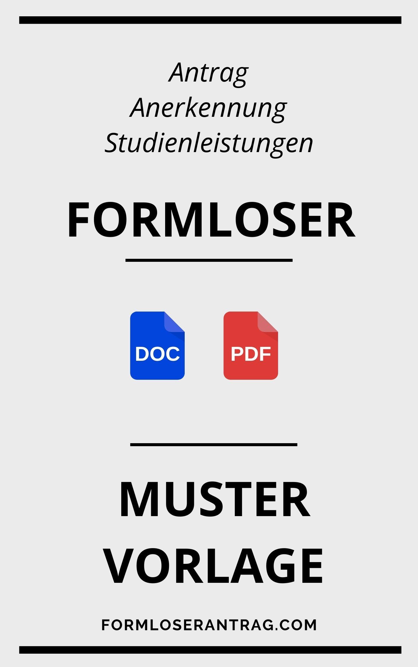 Formloser Antrag Anerkennung Studienleistungen